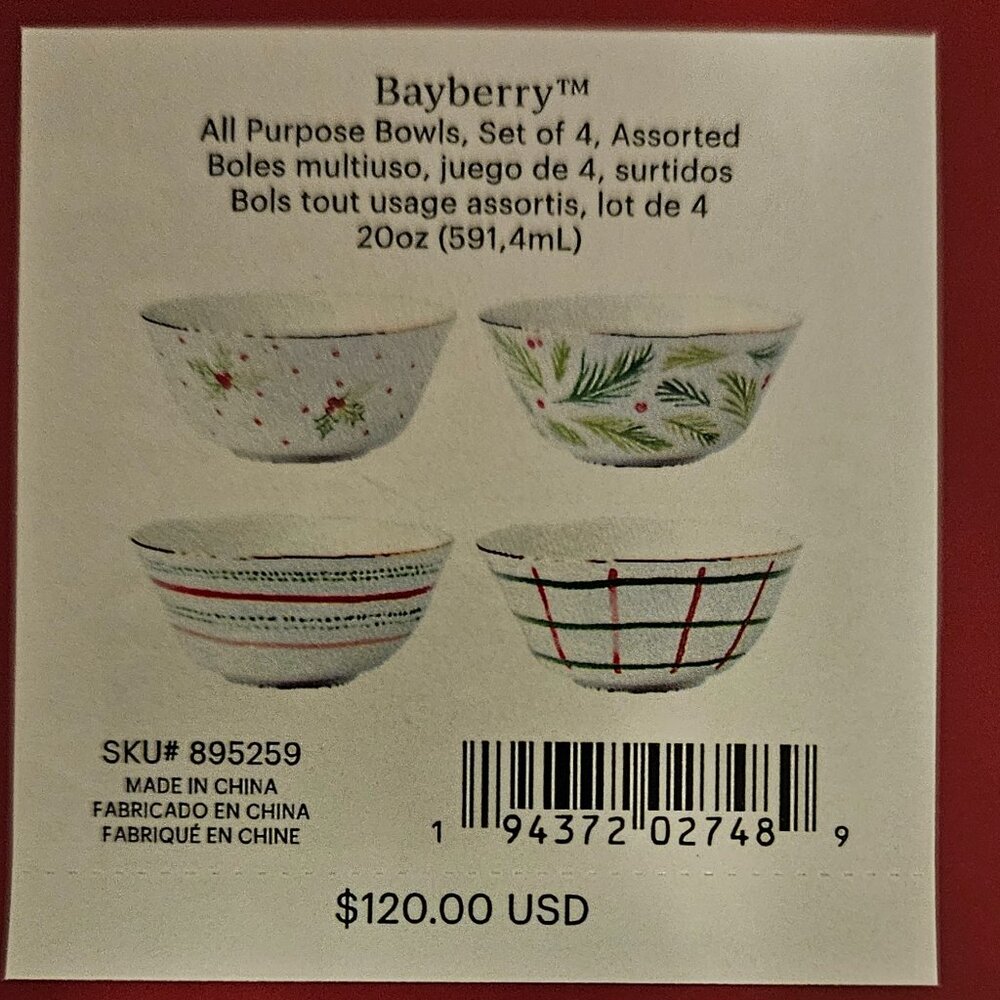 Lenox Bayberry All Purpose Bowls Set of 4